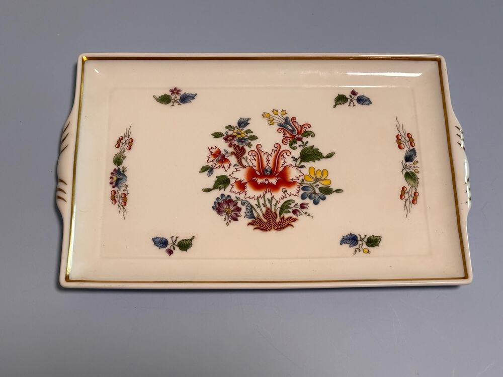 Richard Ginori Porcelain 12" x 9 1/4 Tray, Birds of Paradise Motif Italy